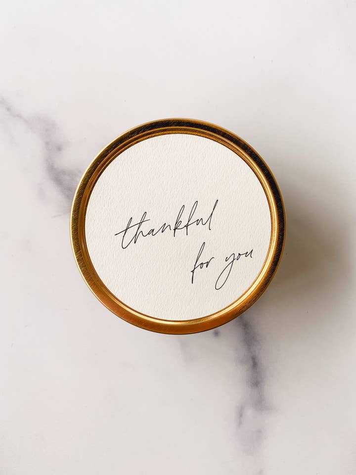 "Thankful for You" - Candle Tin for wholesale by Simply Curated