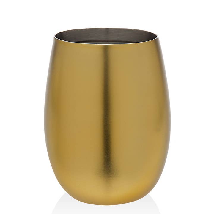 Dobbeltvægget rustfrit stålBørstet messingstammeløst vinglas for engroshandel hos Godinger
