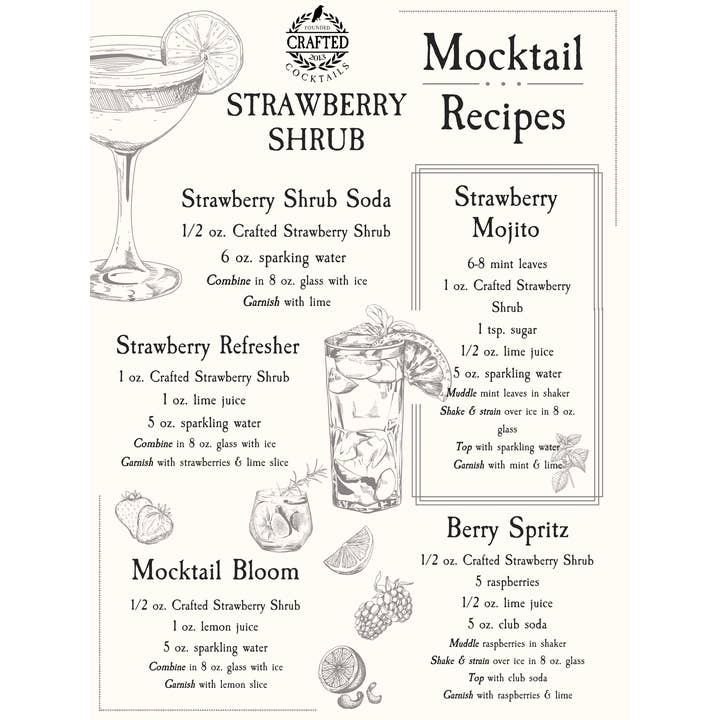 Crafted Cocktails - Wholesale Cocktail Mix/Syrup - Strawberry Shrub - Cocktail Enhancer & Soda Flavoring12