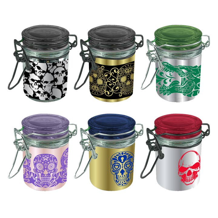 Smokezilla Metallic Glass Storage Jar Assortment- 6/Pack for wholesale by Novelty Closeout
