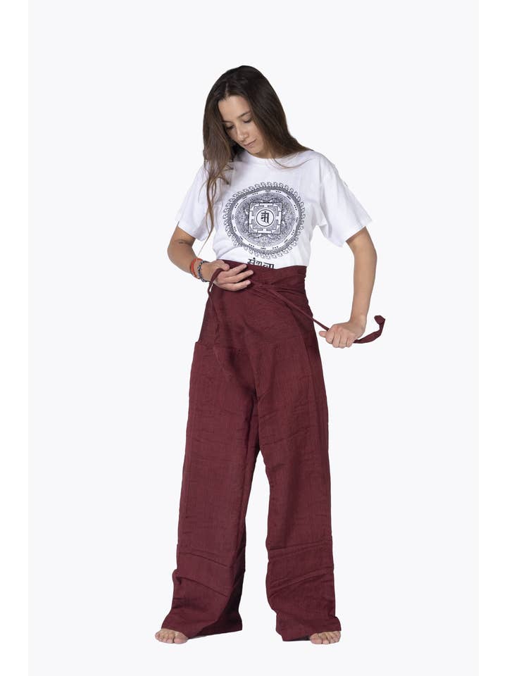 HimaOriginals - Venta al por mayor Pantalones - Mujer - Pantalón de algodón tailandés estilo pescador, boho hippie, ajuste relajado16