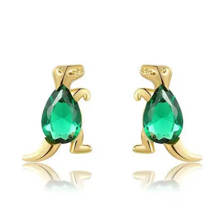Emerald Dinosaur Stud Earrings 💧 for wholesale by Georgina Nicol