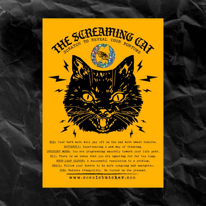 Cosmic Butcher - Wholesale Everyday Greeting Card - “SCREAMING CAT” Scratch Off Fortune Affirmation Novelty Card2