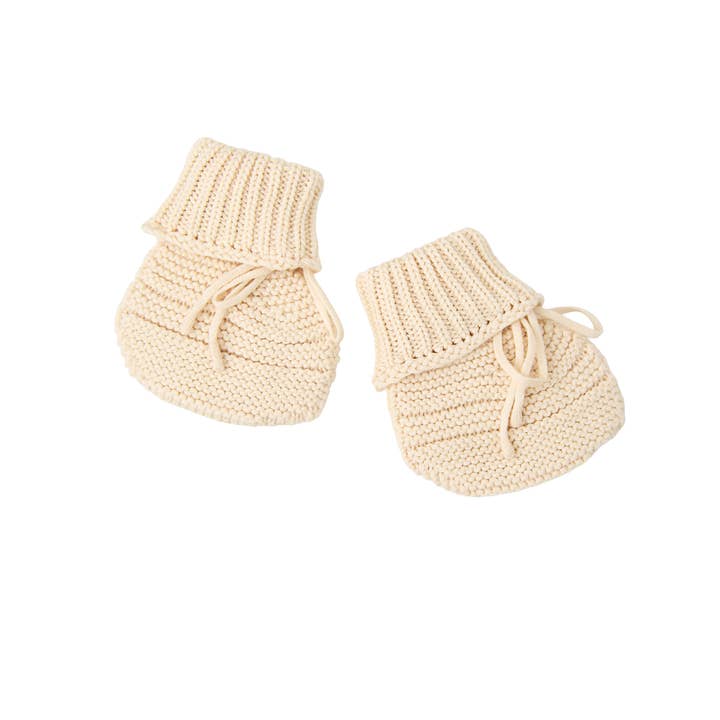 Oatmeal KNIT BOOTIES Soft Heirloom Keepsake Baby Accessories for wholesale by Gigi and Max