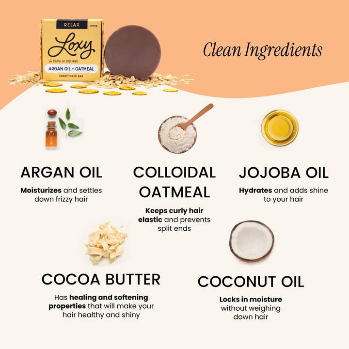Loxy - Wholesale Hair Conditioner - RELAX: Conditioner Bar for dry, frizzy or curly hair with Argan Oil & Colloidal Oatmeal2