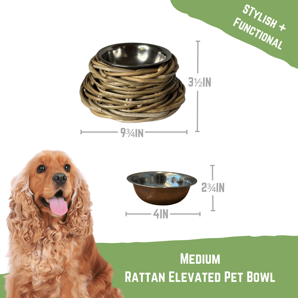 Basketly - Wholesale Pet Bowl - Cat/Dog - Rattan Pet Bowl with Stainless Steel Bowl5