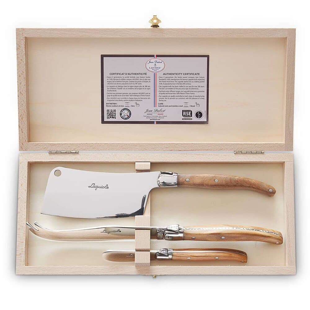 IWA Wine Accessories - Wholesale Cheese Spreader - Laguiole Cheese Knives Olivewood Set of 3 #364910