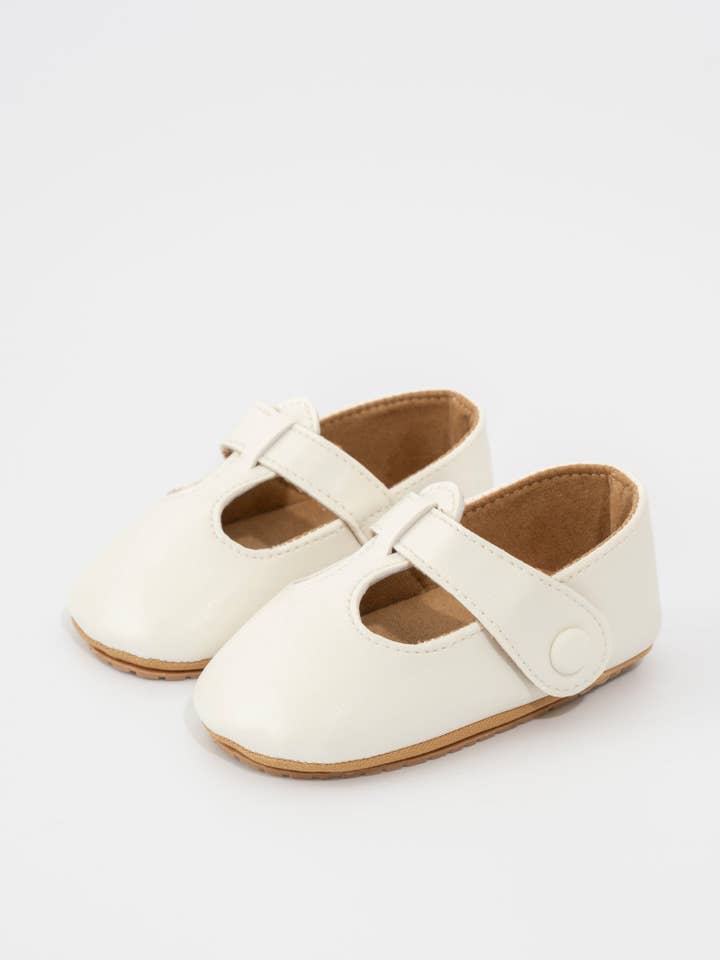 T-Strap Mary Jane Baby Shoe White for wholesale by Marie Nicole Clothing