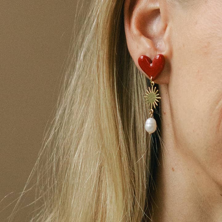 Van Schaaijk Studio - Wholesale Dangle Earrings - Earrings Valerie - Red3