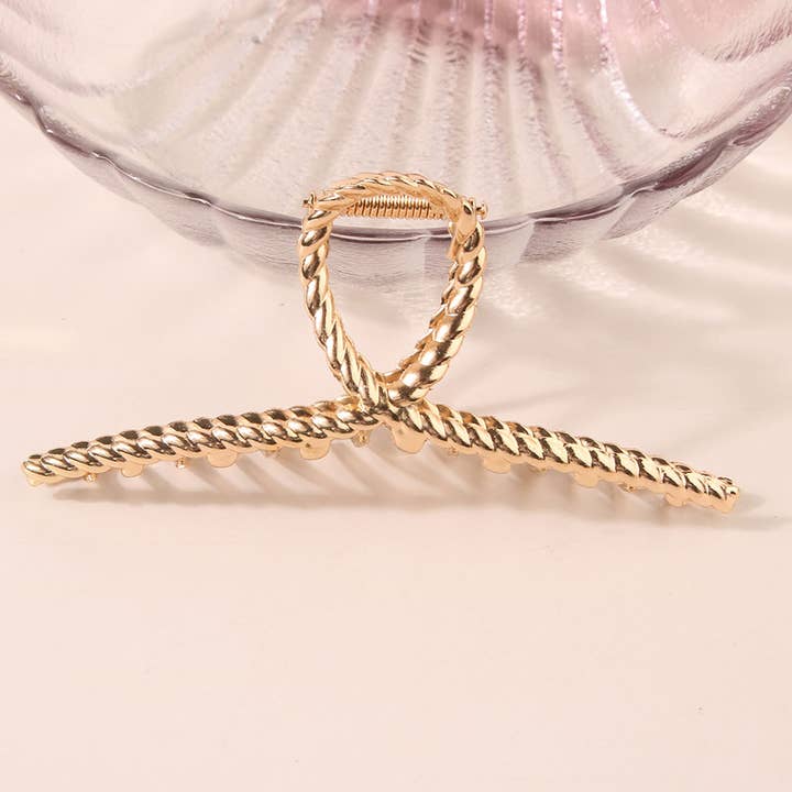ACCITY - Wholesale Hair Clip - Women's - SET OF 6 GOLD METAL HAIR CLAW CLIPS_CWABE0199
