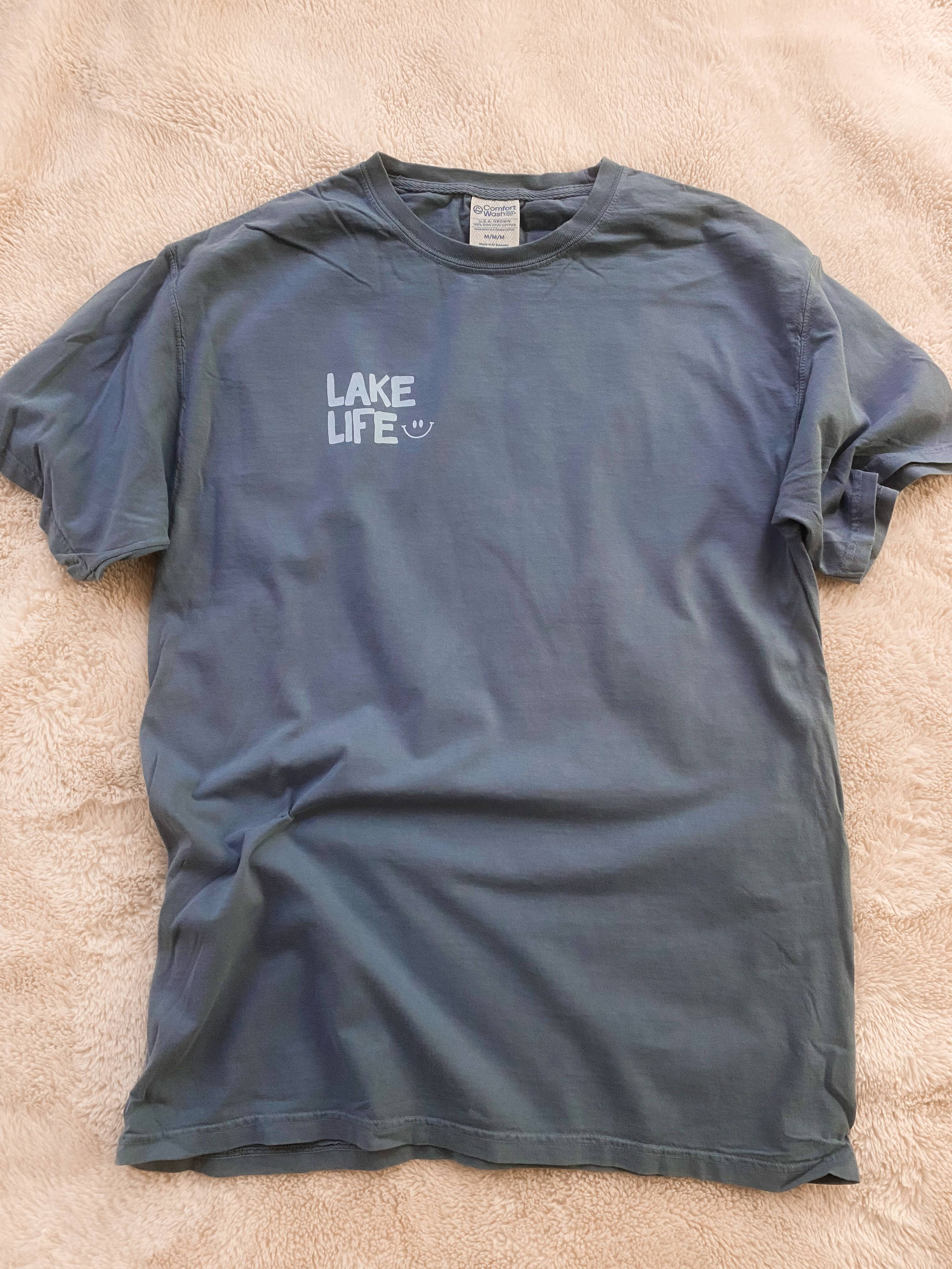 Rad Vibes Only - Wholesale Screen Printed T-Shirt - Women's - Lake Life Garment Dyed Tee Smiley Summer T-Shirt Boating Fun3