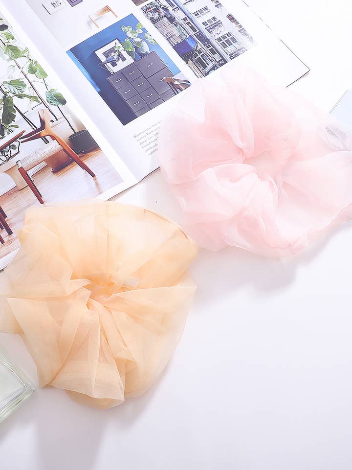 Pink & Fersken Chiffon Jumbo Scrunchie Sæt for engroshandel hos JC Sunny Fashion