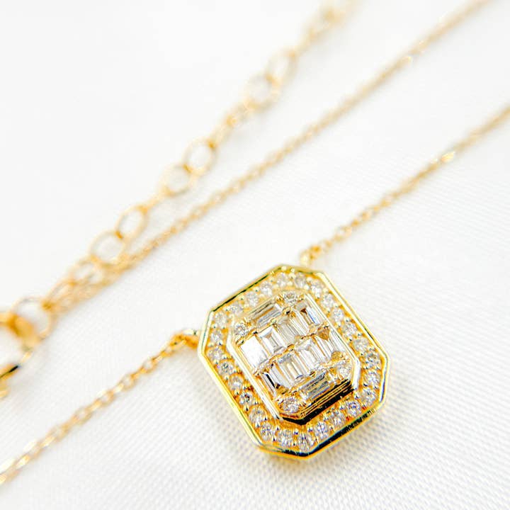 NFF71502. Collier Rectangle Baguette en Diamant en Or Massif 14k pour la vente par Tresor Jewelry Inc.