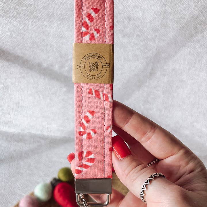 Handmade Riley Co - Wholesale Keychain - Women's - Candy Canes Christmas Wristlet Keychain, Key Fob2