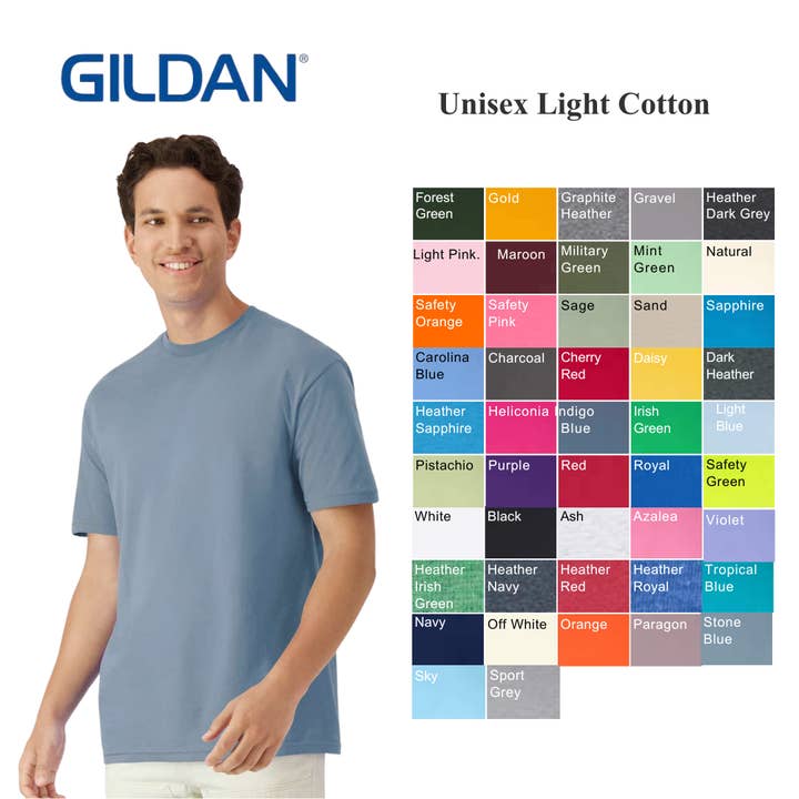 Gildan Light Cotton Tee – Lightweight Unisex Style for wholesale by MYES BULK APPAREL