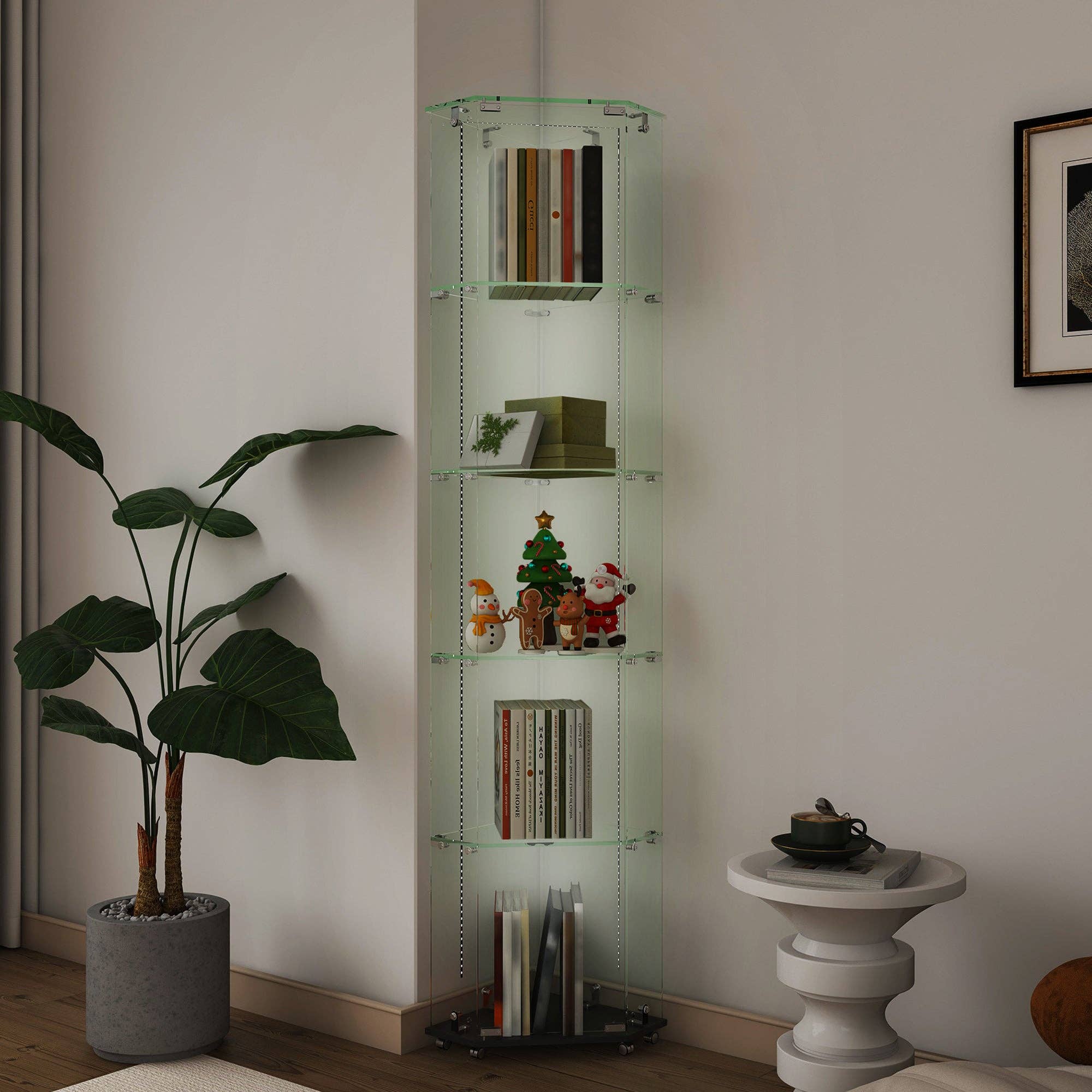 39F Inc. - Wholesale Display Case - 5-Tier Glass Display Cabinet with LED Lighting, Black4