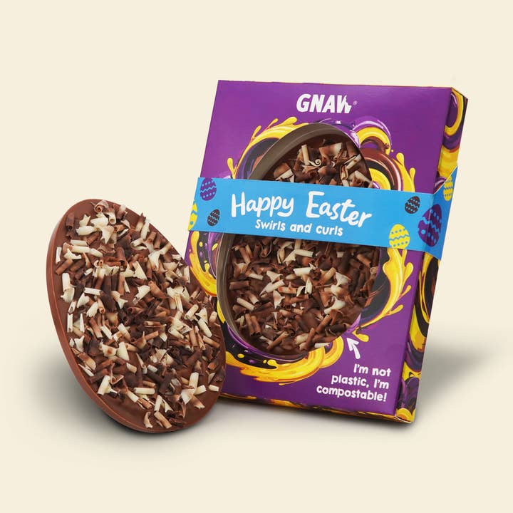 Happy Easter Egg - Swirls & Curls for wholesale by GNAW Chocolate