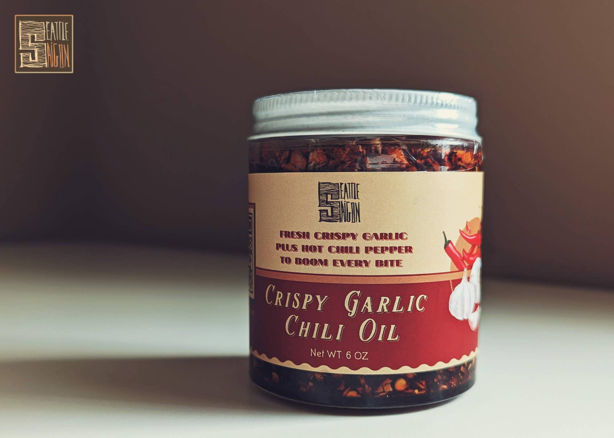 Seattle and Saigon - Wholesale Hot Sauce - CRISPY GARLIC CHILI OIL, Do-everything Viet sauce,Made in WA