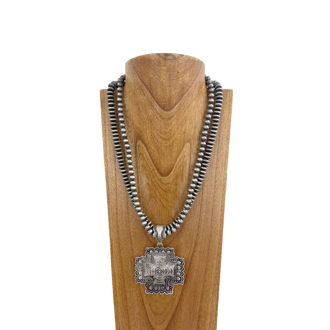 Wholesale NKZ230930-30 23 Inches double silver Navajo pearl