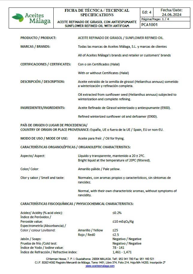 Aceites Málaga SL – wholesale Cooking oil – PEREZSOL SUNFLOWER OIL PET BOTTLE 5 L.2