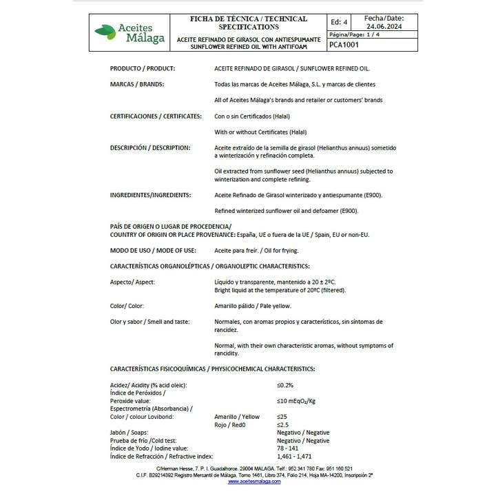 Aceites Málaga SL - Wholesale Cooking Oil - PEREZSOL SUNFLOWER OIL PET BOTTLE 5 L.2