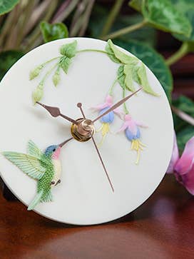Hummingbird Vine Clock for wholesale by Ibis and Orchid Design