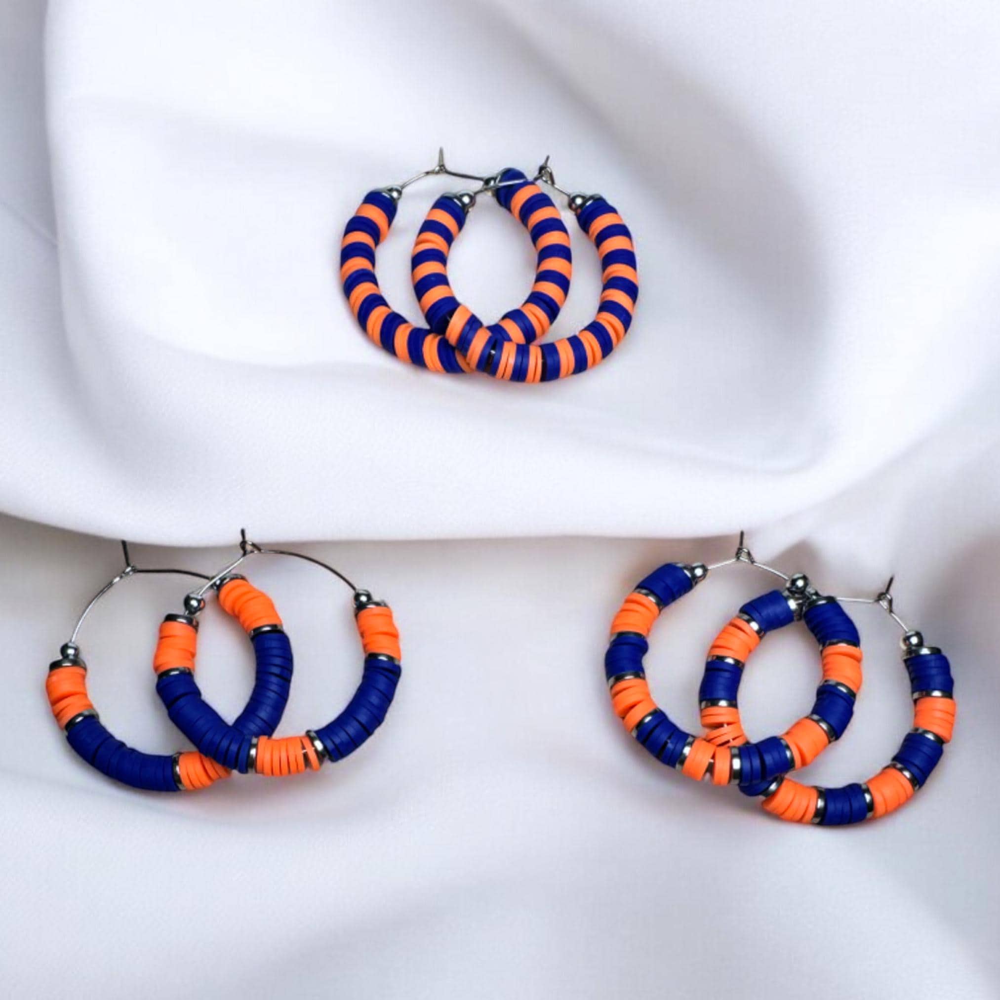 Fish Towne Designs, LLC - Wholesale Hoop Earrings - Blue and Orange Game Day Hoop Earrings0