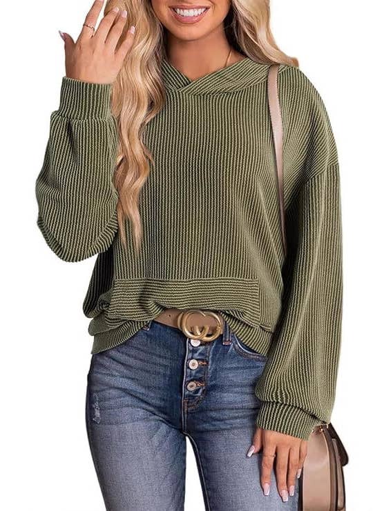 safistyle - Wholesale Sweatshirt - Women's - Loose Twisted Hooded Long Sleeve Sweatshirt8