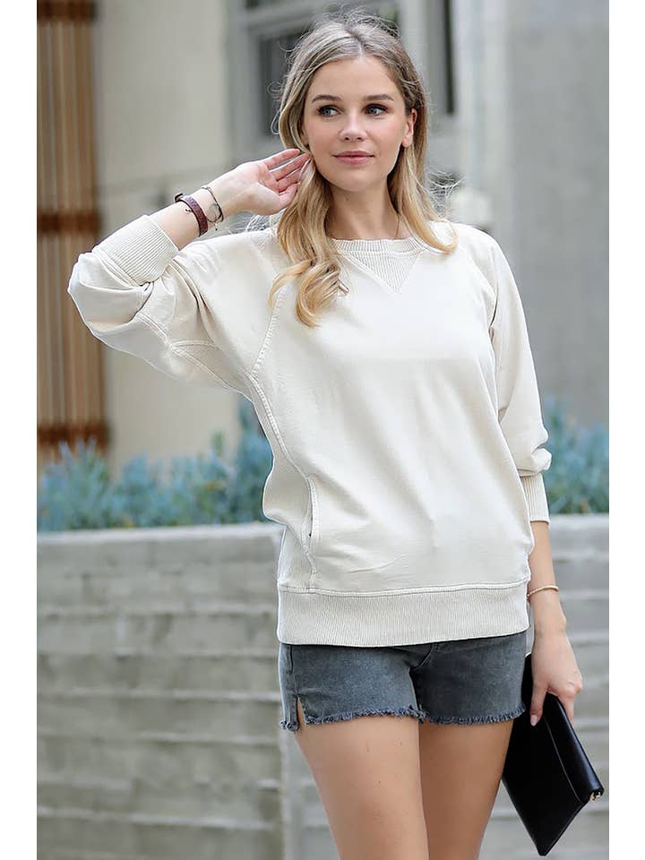 42POPS - Wholesale Sweatshirt - Women's - ',,,, Washed French Terry Pullover With Side Pockets11