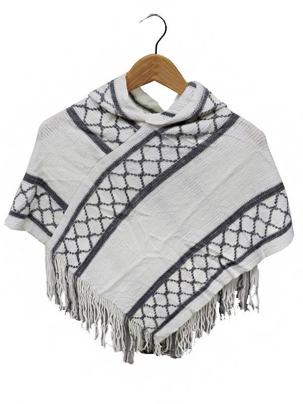 Padrão Riscas Diamante para Crianças Shawl Poncho por atacado de Cap Zone