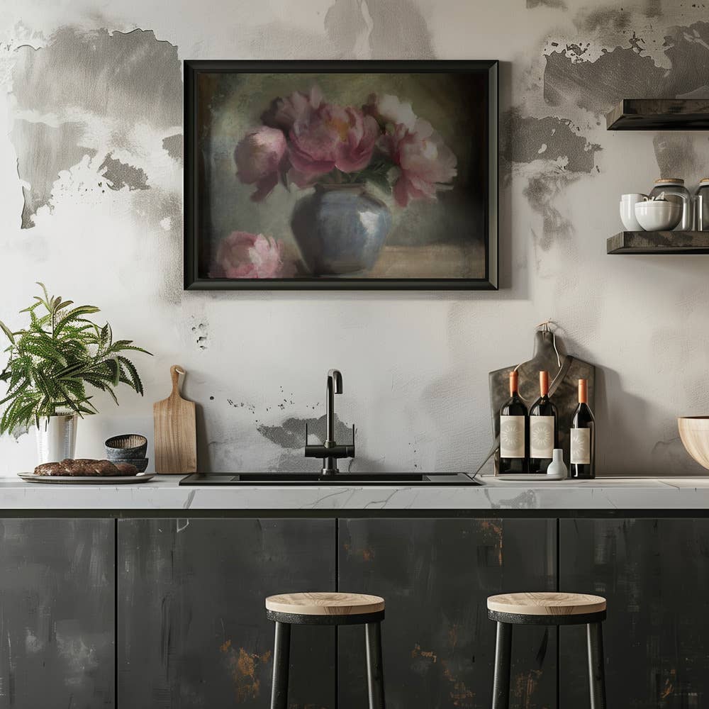 Ready2hangart, Inc. - Wholesale Art Print - "Pivoines En Rose" Framed Textured Wall Art0