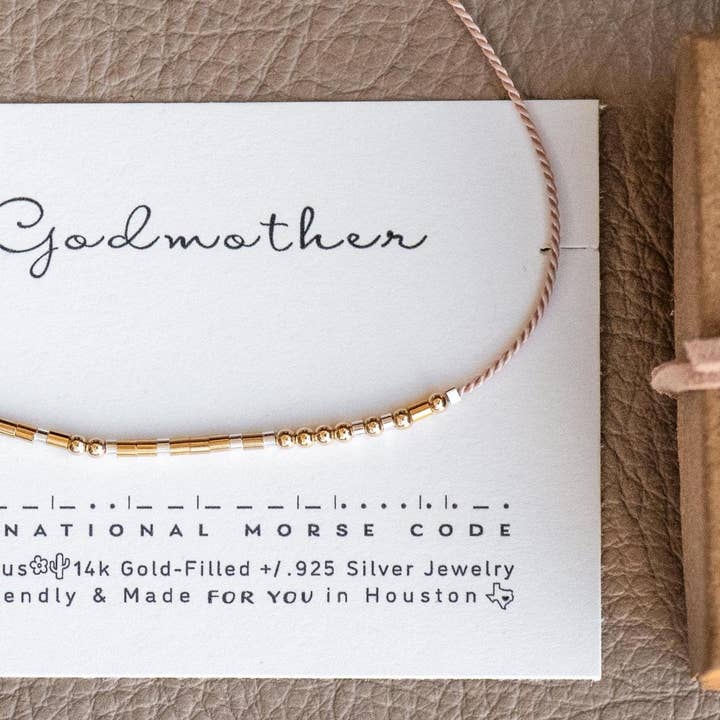 Morse and Dainty Hand Made Morse Code Dainty Jewelry - Wholesale Beaded Bracelet - Godmother or CUSTOM Word Morse Code Bracelet - Gia8