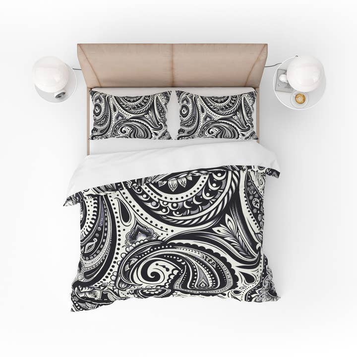 Sort og hvid Mandala vendbart dynebetræk dynebetræk sæt for engroshandel hos Adore India