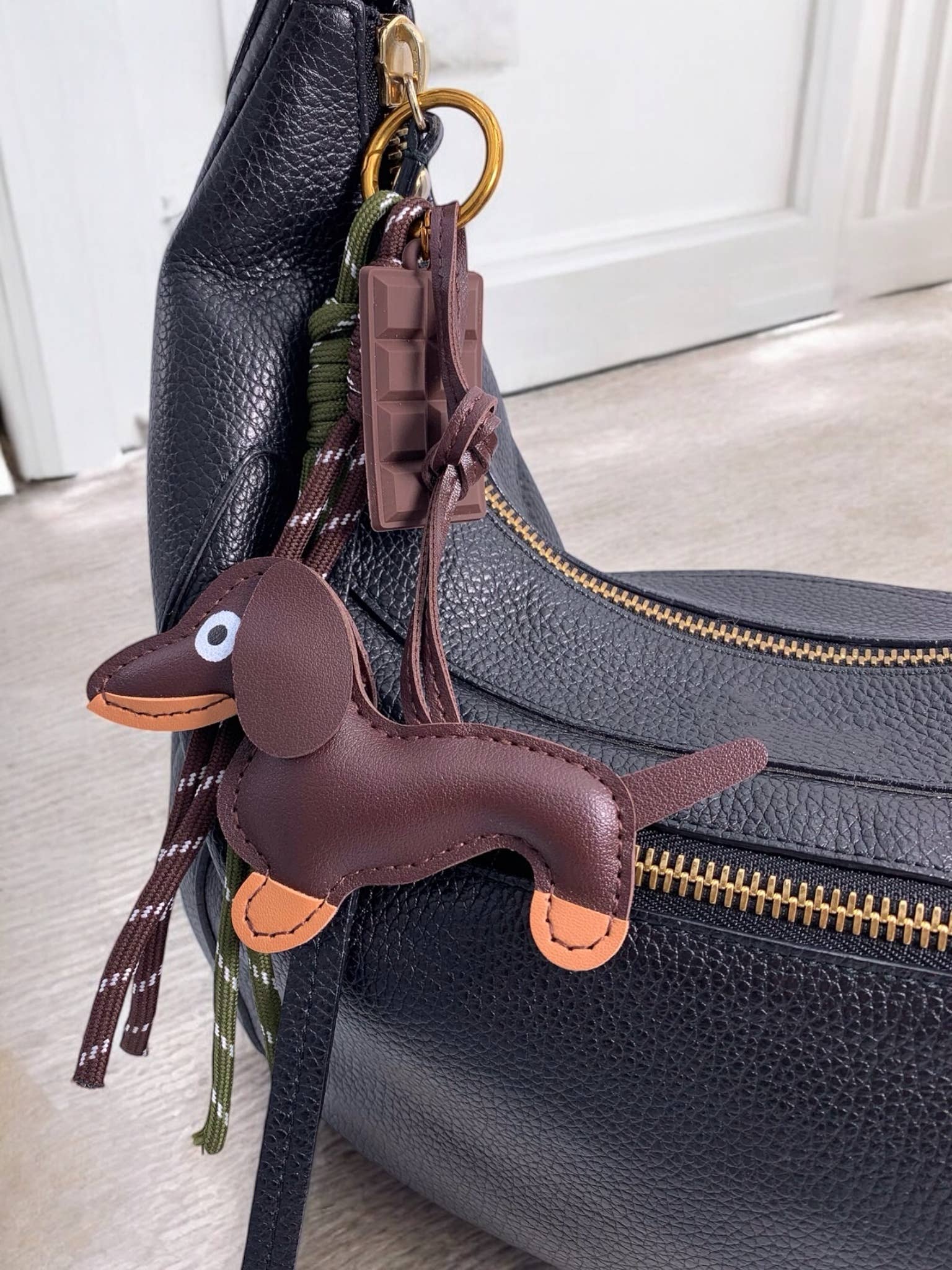 Brown Bag charm and keychain Dog and chocolate PC12 for wholesale on Faire1