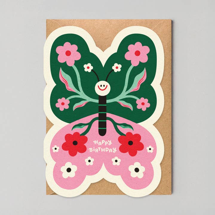 Butterfly Happy Birthday Card | Unique Butterfly Shaped Card for wholesale by Studio Boketto
