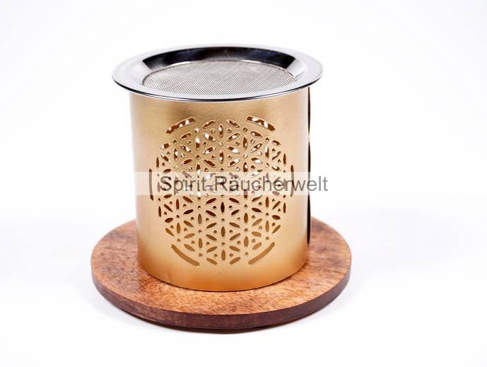 Räucherwelt GmbH - Wholesale Incense Holder - Flower of Life metal incense burner - gold1