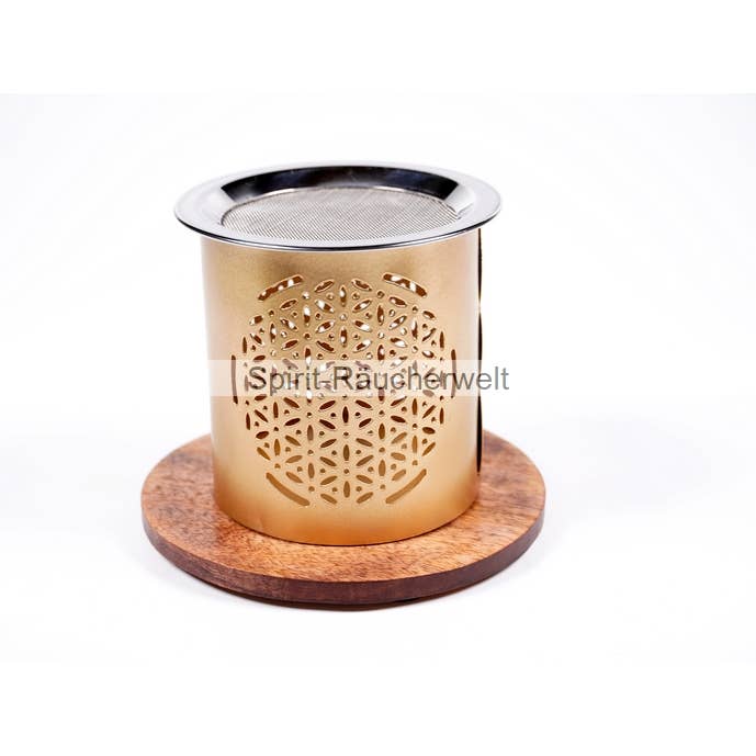 Räucherwelt GmbH - Wholesale Incense Holder - Flower of Life metal incense burner - gold1