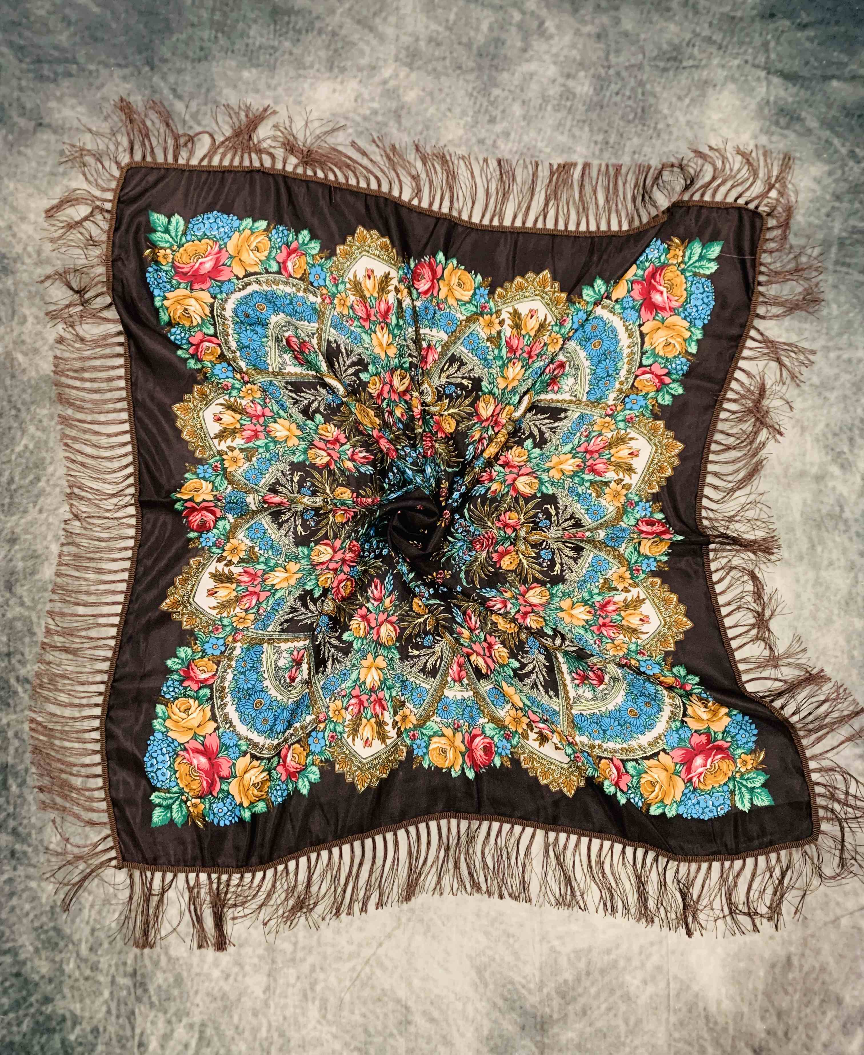 JC Sunny Fashion - Wholesale Scarf - Women's - JC023321 Western Vibe Long Fringe Floral Square Scarf/Shawl11