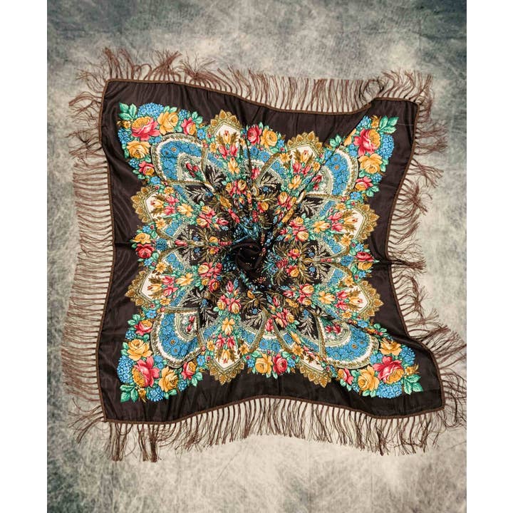 JC Sunny Fashion - Wholesale Scarf - Women's - JC023321 Western Vibe Long Fringe Floral Square Scarf/Shawl11