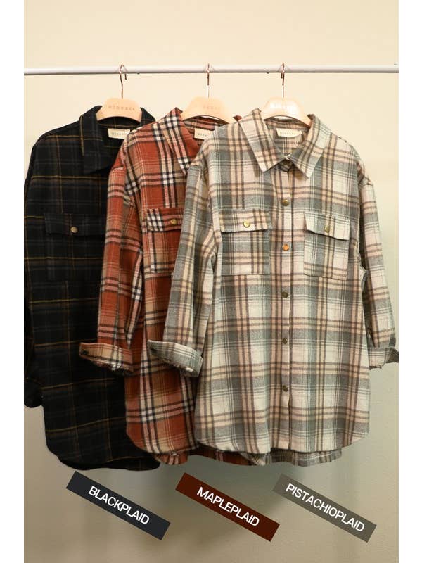 NINEXIS - Wholesale Shirt Jacket/Shacket - Women's - CWOJA406_FLANNEL PLAID JACKET SHACKET WITHOUT SIDE POCKET27
