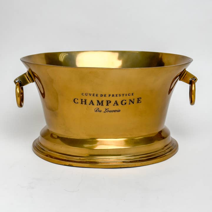 India Handicrafts Inc - Wholesale Decorative Tabletop Object - Antique Brass Champagne Bucket with Ring Handles, 2
