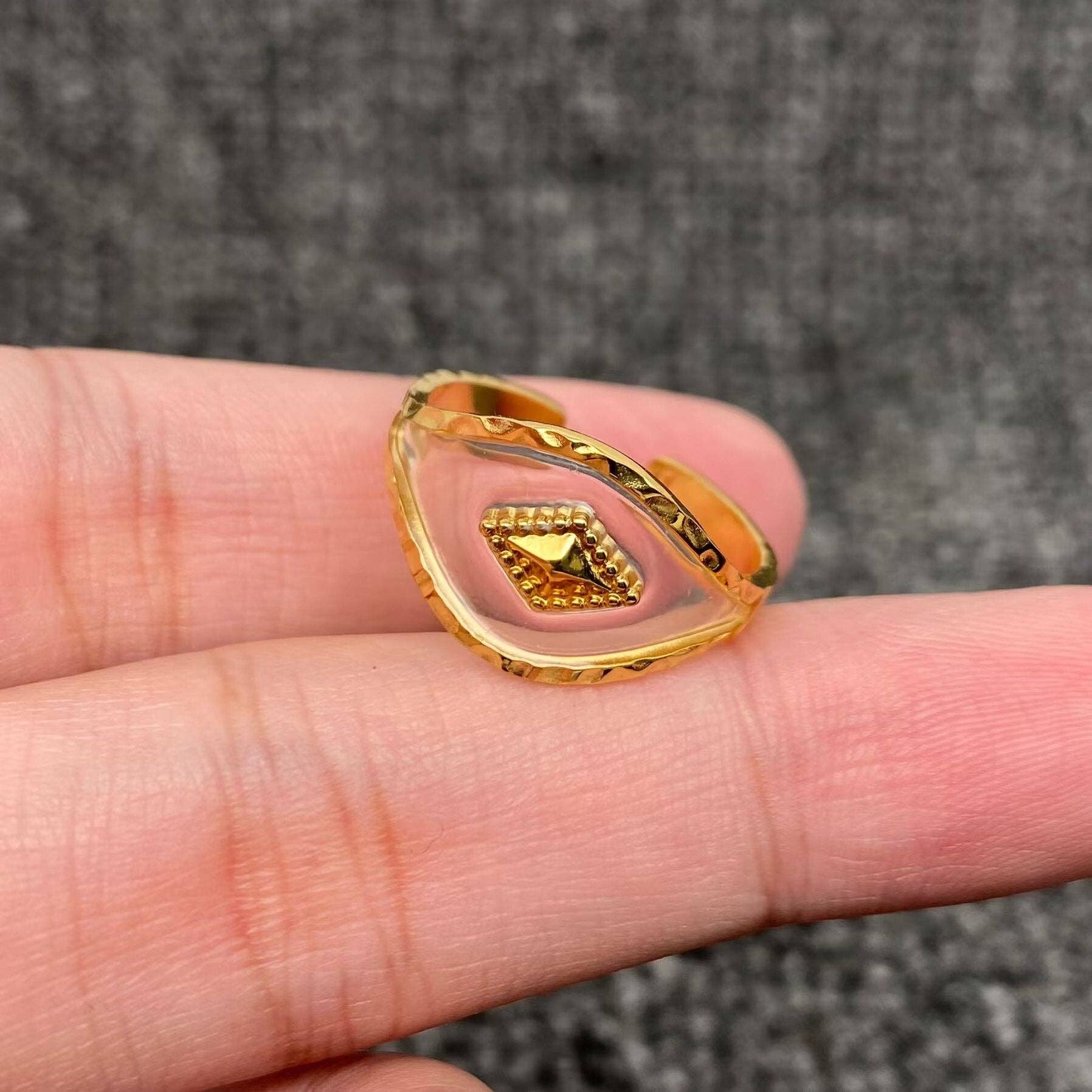 Mio Queena - Wholesale Cocktail/Statement Ring - Translucent Resin 18K Golden S.Steel Adjustable Ring - FGS2