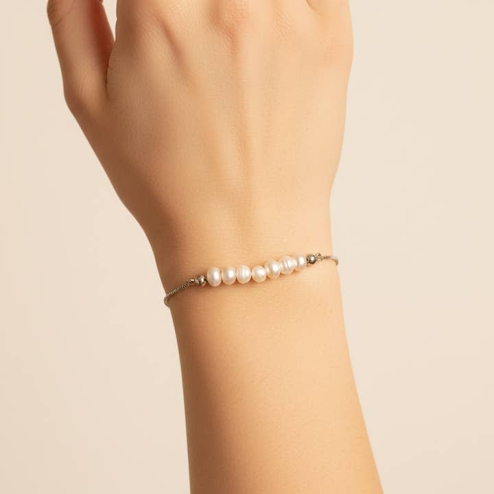 Kleines Armband mit Süßwasserperlen und Perlen (1B08a) für den Großhandel von iBijoux