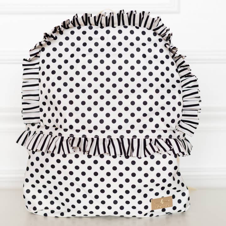 Polka Stripe Ruffled Nylon Backpack for wholesale by Hollis