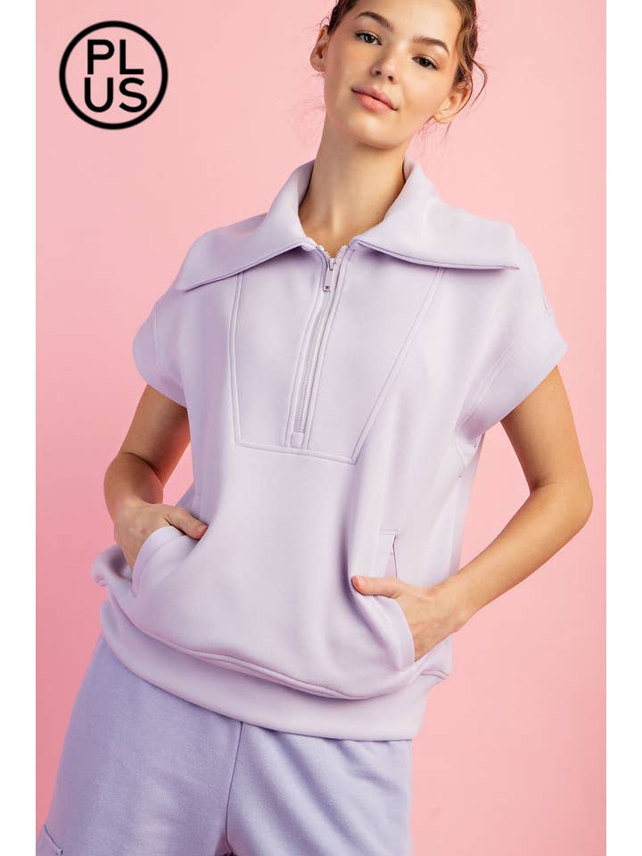 Rae Mode - Wholesale Athletic Top - Women's - PLUS SIZE MODAL SCUBA SHORT SLEEVE QUARTER ZIP TOP8