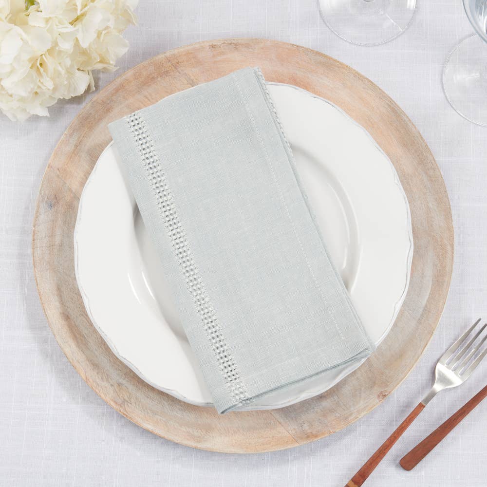 Fennco Styles â wholesale Dinner & cloth napkin â Blue-Grey Leno Stripe Cotton-Linen 20" Cloth Napkin