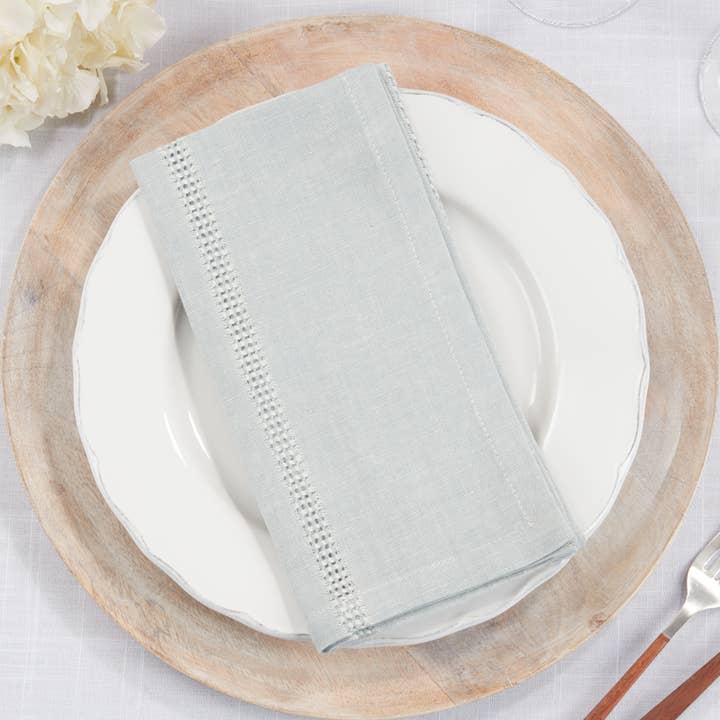 Fennco Styles â wholesale Dinner & cloth napkin â Blue-Grey Leno Stripe Cotton-Linen 20" Cloth Napkin0