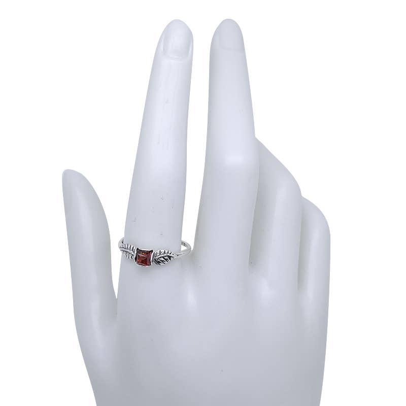 Amberman - Vente Bague de cocktail/de cérémonie - Bague à motif de feuille en argent sterling ambré cognac1