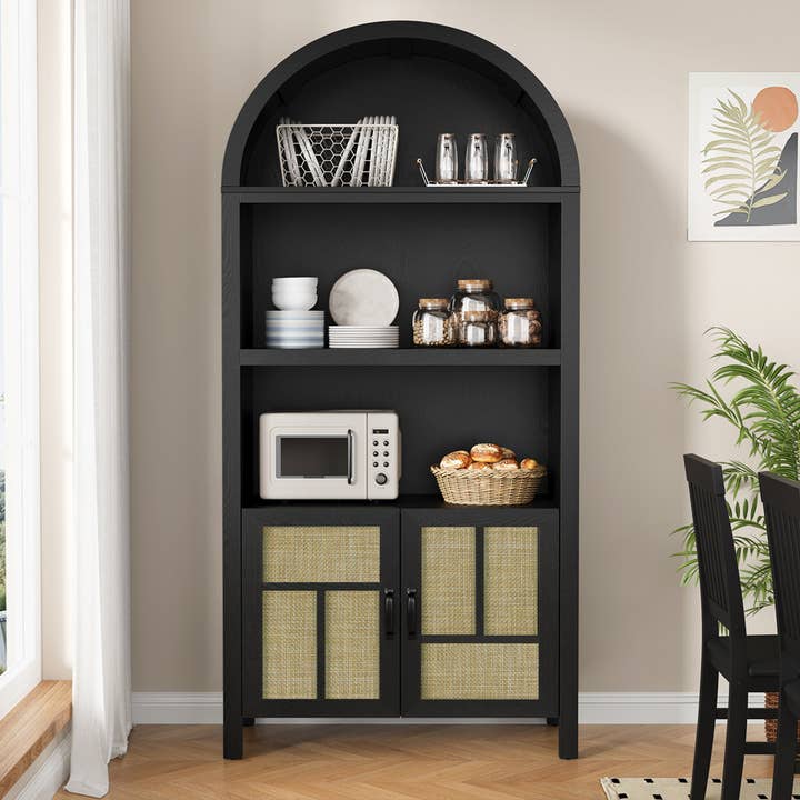 Heynemo - Wholesale Cabinet - Arched Storage Cabinet with 2 Rattan Doors, 59''