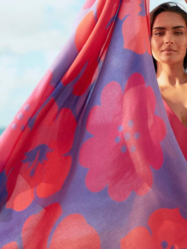 Tag Aloha Co. – wholesale Swim cover-up – Women’s – Aloalo Pareo Sarong Purple with Hawaiian Airlines